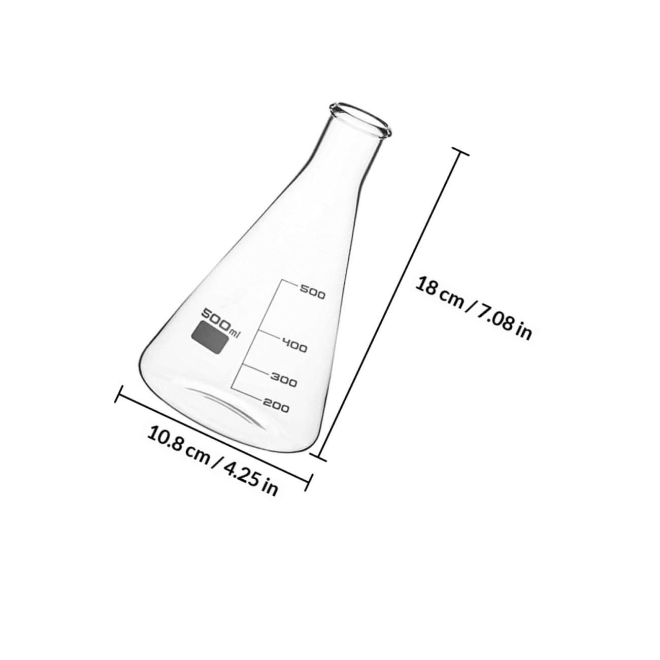 Matraz Cónico de Vidrio 3 Piezas 100ml 250ml 500ml | Graduaciones Estándar y Escala Clara, Base Plana, para Laboratorio Escolar y Aplicaciones de Ciencias Vida