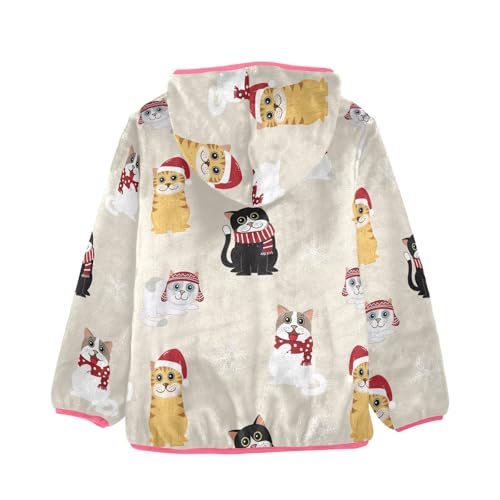 OTVEE Christmas Cute Cat Kids Hoodie Jacket Fall Spring Full Zip Warm Outwear Coat2