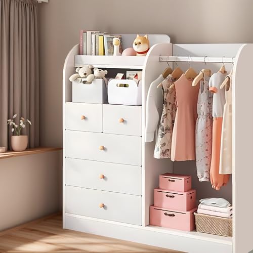 خزانة ملابس للاطفال من جيه سي بي تشيك، تخزين ملابس الاطفال، منظم تخزين خزانة للاطفال، منظم خزانة ملابس للاطفال، خزانة ملابس محمولة لطيفة للاطفال، خزانة تخزين ملابس للبنات والاولاد (ابيض)