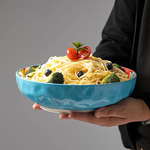 Serving Bowls Set Of 2,10 Inch Large Ceramic Salad Bowls 75 Oz, Pasta Sevring Bowl Fruit Salad Bowls,Serving Dishes For Entertaining,Microwave Safe #TOP4