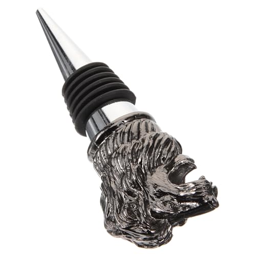 Mikinona Animal Shape Wine Bottle Stopper Decorative Lion Head Metal Wine Pourer with Vacuum Seal for Freshness Elegant Wine Stoppers for Various Beverages and Occasions