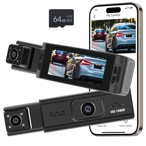 NHOPEEW Dashcam 4 Canali Anteriore E Posteriore Con Display 3,16” – Visione Notturna E Rilevamento Movimento