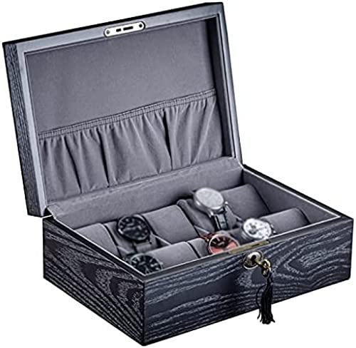 Pealihuy Vitrine De Table en Bois À 10 Emplacements/Boîte À Bijoux De Montre Mécanique Monocouche avec Serrure pour Amis =,29.5×20×11cm