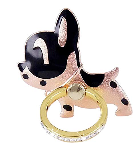 IYOYI Animal Phone Ring Holder 360 Degree Rotation Cute Phone Ring Kickstand Universal Grip Finger Stand for iPhone Samsung Smartphone (Metal Dog - Rose Black)