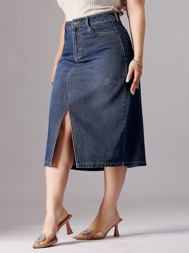 Image of Miss Chase A+ Women's Regular High Rise Mild Distress Regular Denim Skorts