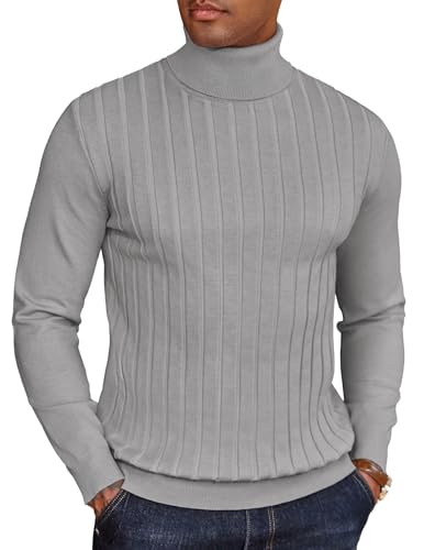 COOFANDY Maglione Collo Alto Uomo Dolcevita Maglioni a Coste Maglione