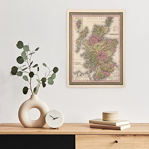 Scotland Map Vintage Poster Canvas Print Wall Art Paintings Canvas Wall Decor Home Decor Living Room Decor Aesthetic 12X16Inch(30X40Cm) Unframe-Style #TOP3