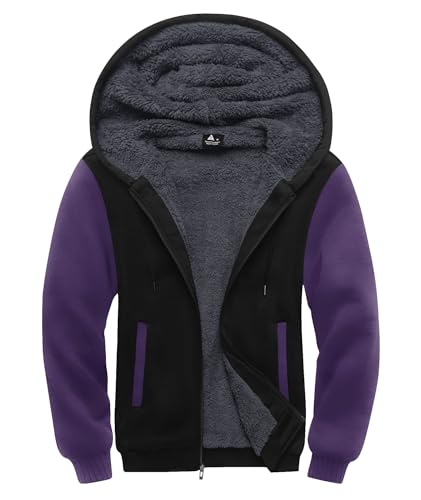 Image of SCODI Hoodies for Men Heavyweight Fleece Sweatshirt Zip Up Thick Jacket