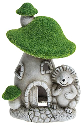 Shudehill Giftware Grassy Hedgehog Toadstool House Large, Grey, Approx 25 cm's high by 18cm's wide