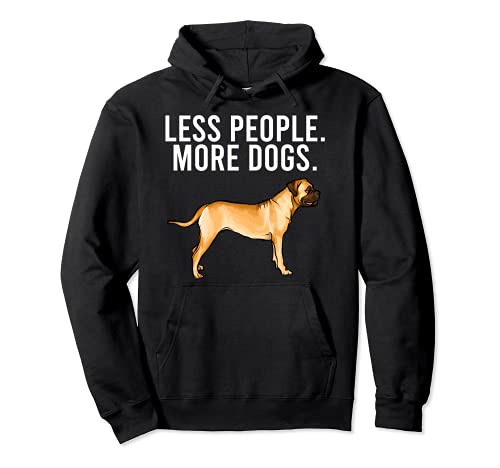 Less People More Dogs Bullmastiff Funny Introvert Pullover Hoodie, Black