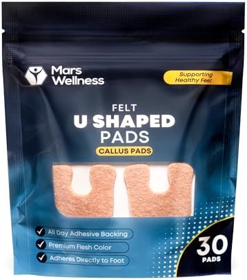 Mars Wellness U-Shaped Callus Pads for Feet, 1/4" Thick, Flesh Co...
