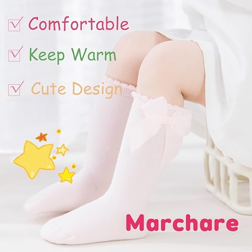 Marchare Baby Girls Knee High Socks Baby Girls Bow Stockings Cotton Uniform Stockings Dress Socks thumb #1