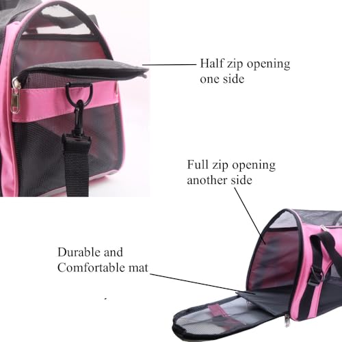 Image of ZaneSun Cat Carrier,Soft-Sided Pet Travel Carrier for Cats,Dogs Puppy Comfort Portable Foldable Pet Bag Airline Approved (LightPink)