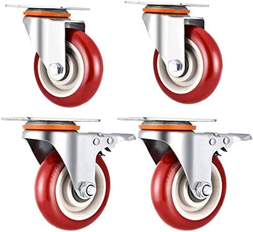 Roulettes de transport industriel MU 3 et 4 pouces pivotantes avec frein pour chariot et meuble
