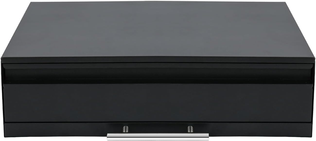 Stainless Steel Countertop Microwave Rack with Drawers,Countertop Organizer for Coffee Machine,with Top Pull-Out Stand,for Storing Kitchen Appliances (Black)