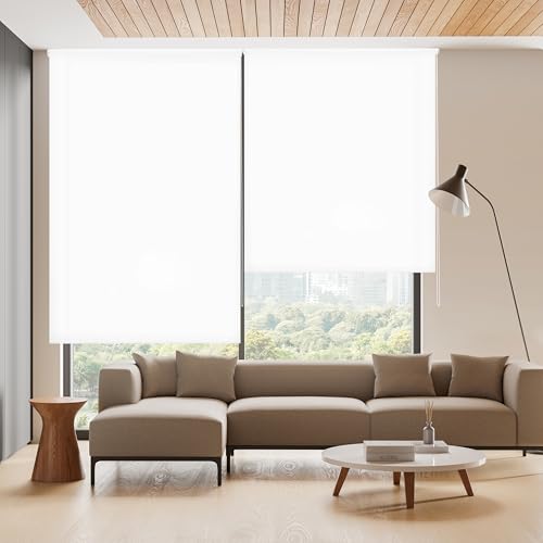 Blindecor Ara | Estor enrollable translúcido liso - Blanco, 130 x 175 cm (ancho por alto) | Tamaño de la Tela 127 x 170 cm | Estores para ventanas