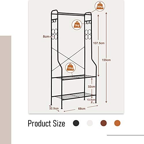 Hododou Coat Rack Stand Versatile Hall Tree Storage Rack Coat Rack with Shoe Rack Home Office Hallway Bedroom 155CM (Black)