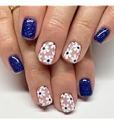 Flower Press on Nails Short Square Fake Nails Purple False Nails Press ons with Designs Floral Gl...