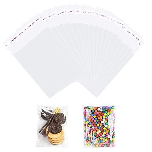 100 Pcs Petits Sacs en Cellophane Transparents Refermables Pour Biscuits, Bonbons, Bijoux, Cadeaux et Épingle à Cheveux (6x8cm/2.4x3.1inch)