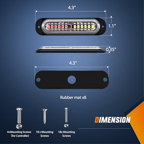 Image of Nilight 8PCS Led Strobe Lights with Controller 12V 24V Sync Red White