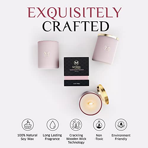 Sandalwood Patchouli Scented Candle, All Natural Pure Soy Candle, Elegant And Relaxing Aromatherapy Candle, Candle Gift For Home Decor, Lasts Up To 80-85 Hours, 15 Oz - Myrrhusa #TOP2
