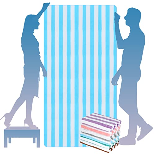 Tudomro 6 Pcs 75 X 40 Inch Extra Large Beach Towels Oversized Beach Towel Pool Towel Blanket Set Absorbent Bath Towel Microfiber Plush Fluffy Swim Towels For Adults Men Women (Cabana Stripe) #TOP1
