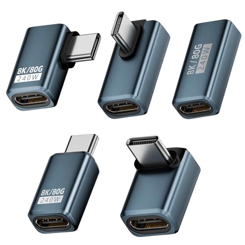 Poyiccot 80Gbps USB C L�� �ϊ��A�_�v�^�AL���^ USB Type C �����A�_�v�^�y240W�[�d/8K@60Hz����o�́zL�^ USB C�A�_�v�^ 5��� �^�C�v C�����R�l�N�^ �Ή� Thunderbolt 5/4�AiPhone 