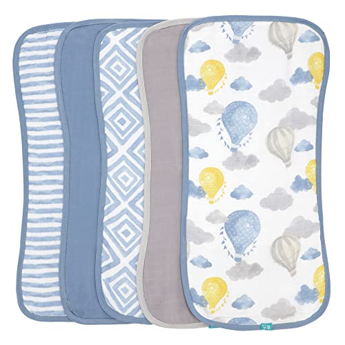 Featherhead™ 5-Pack Muslin Burp Cloths for Baby Boy Large 22