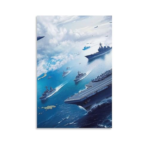 Affiche porte-avions tableau decoration murale salon peinture sur toile 50x75cm