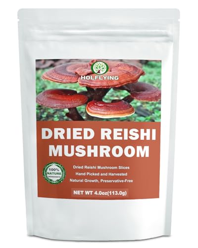 Dried Whole Reishi Mushroom - 2.8 oz All-Natural Reishi Mushrooms for Cooking Soup Tea and Vegan Recipes No Additives No GMO