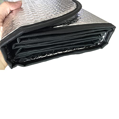 GWUSKDT Car Windshield Sunshade-Thicken 5-Layer Bubble Block Heat and Sun UV Rays,Front Windshield Sun Shade- Keeps Your Vehicle Cool - 58 x 27.5 Inch (Sliver)