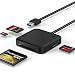 SD Card Reader, 4 in 1 Portable Card Reader USB 3.0 for CF/MS/SD/SDXC/SDHC/Micro SD/Micro SDHC/UHS-I Camera Memory Card Adapter(5Gbps), USB SD Card Reader for Computer/Mac, with 13in USB Cable