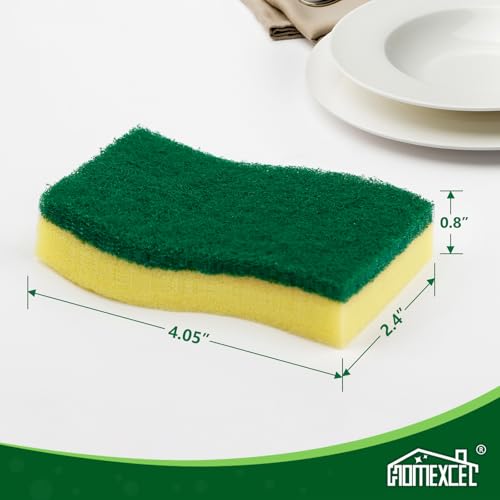 Image of HOMEXCEL Sponges Kitchen 50pcs Heavy Duty for Dishes, Yellow Scrub Cleaning Sponge for Non-Coated Cookware, Dishes, Pots, Pans, Dual Sided Dish Sponge for Kitchen, Household, Bathroom