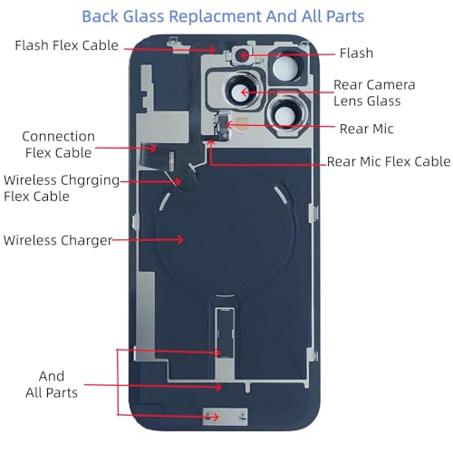 16 Pro Max Back Glass Replacement for iPhone 16 Pro Max Back Cover Glass (6.9 Inches) with Pre-Installed Tape + Installation Instruction + Repair Tools (Black Titanium-with Flex Cable) by ZVB - Image 4