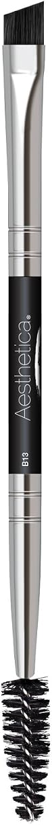 Aesthetica Pro Series Double Ended Eyebrow Brush & Spoolie | Angled Brow Brush for Precision Application Blending of Eye Brow Powders, Waxes Gels - Vegan Cruelty Free