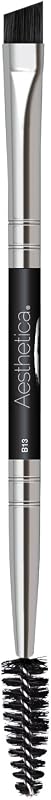 Aesthetica Pro Series Double Ended Eyebrow Brush & Spoolie | Angled Brow Brush for Precision Application Blending of Eye Brow Powders, Waxes Gels - Vegan Cruelty Free