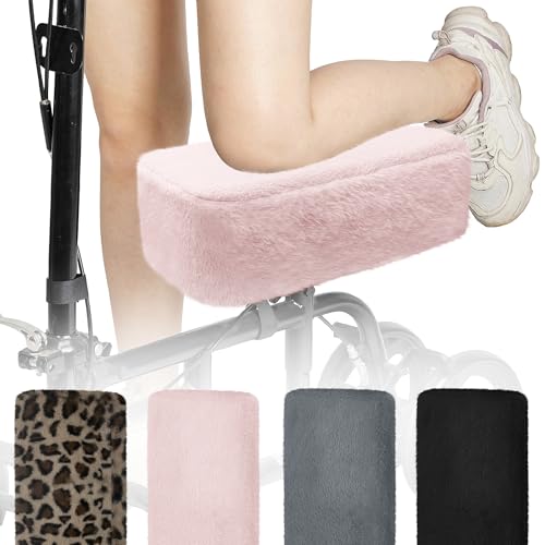 SPRING SEAON Knee Scooter Pad Cover - Soft Fluffy Plush Memory Foam Pad 2 Inch Thick Comfort Padding Machine Washable Suitable for Knee Walker Accessories Universal Fit(Light Pink)