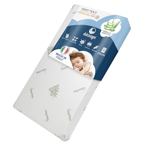 DOLCI SOGNI Materasso Lettino 60x120 cm Spessore 16 cm, OEKO-TEX® e CertiPUR™ Materasso Culla Bambino per Lettino Neonati, Fodera in Aloe Vera Sfoderabile e Lavabile, Materasso Lettino Neonato