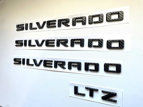 Image of 4pack for Silverado Plus LTZ /LT Emblems 2019-2025 3D Letters Badges Compatible with Silverado (Carbon Fiber)