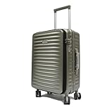 20 inch Cabin Size Rangy Polycarbonate Aluminium Frame with Anti-theft zipper Front Opening Luggage TSA Lock (Champagne)