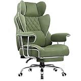 COMHOMA Big and Tall Gaming Chair with Pocket Spring Lumbar Support, Ergonomic Office Chair with Footrest, Executive Desk Chair with Outward Fixed Soft Armrests, Computer Chair with High Back, Green