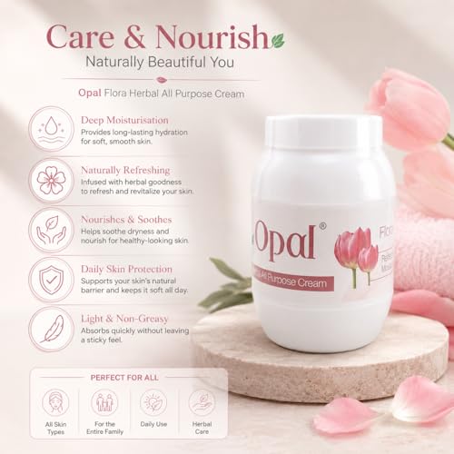 Image of OPAL Flora Herbal All Purpose Cream for Deep Nourishing & Refreshing Moisturizing Cream - Hydrating & Revitalizing Skin Care Cream All Skin Types - 800gm