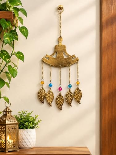 Image of DULI Metal Windchime Wall Hanging, Feng Shui, Wall Art, Wall Decor, PositiveVibes, Rustic Wall Hangings, Wall Art, Diwali Decor, Home Decor, Positive Vibes (Metal-BuddhaLeafHnaging)