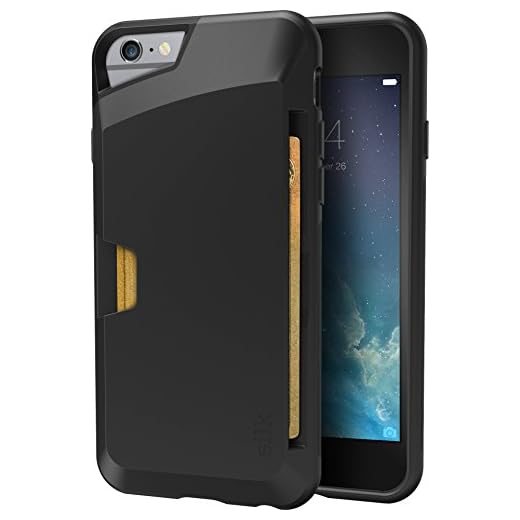 Smartish iPhone 6/6s Wallet Case - Wallet Slayer Vol. 1 [Slim + Protective] Credit Card Holder for Apple iPhone 6s/6 (Silk) - Black Onyx