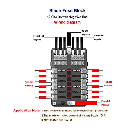Suporte de bloco de caixa de fusíveis de 12 circuitos com luz indicadora LED para uso automotivo, ma