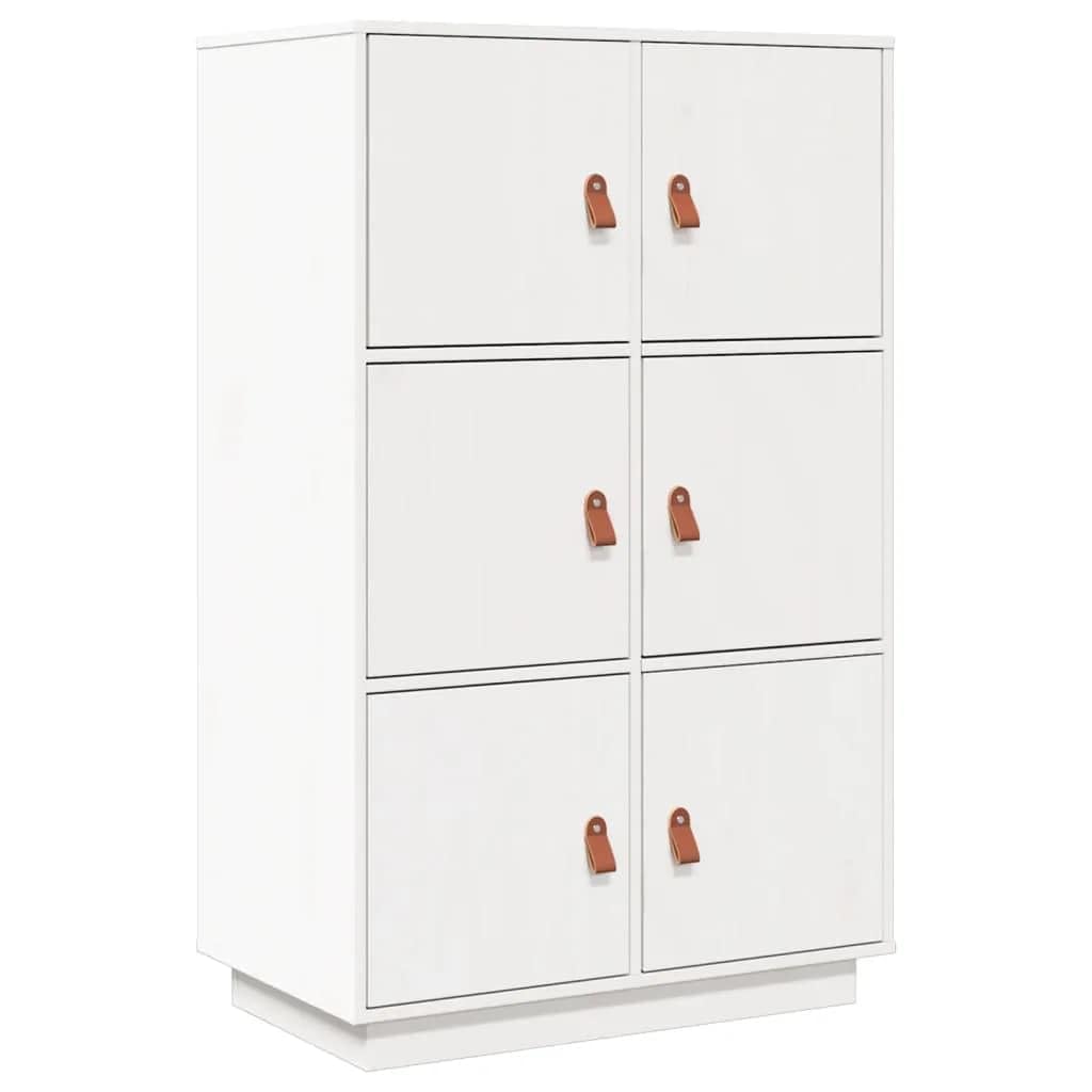 Cómoda de madera maciza auténtica en acabado blanco rústico para almacenamiento elegante