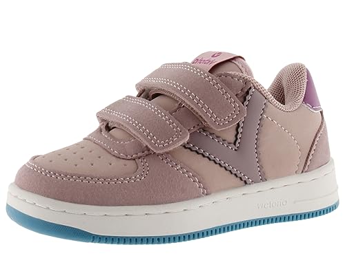 victoria Low-Top Unisex Tiempo Leder-Effekt & Passende Spaltlederteile & Klettverschlüsse 1124117 für Kinder Nude 34
