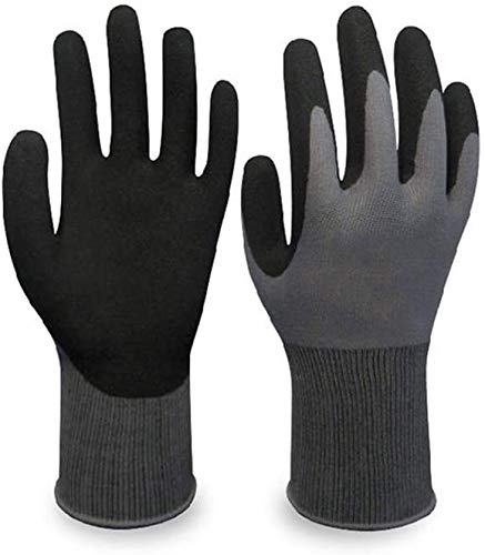 RBGIIT AS9 Superior Grip Waterproof Polycotton, Rubber Work Gloves, Double Coating Nylon Liner Comfortable for Garden Auto Multi-Purpose Brand: safety