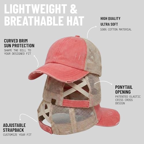 Image of Funky Junque Womens Baseball Cap Dad Hat Ponytail Messy Bun Trucker Ponycap