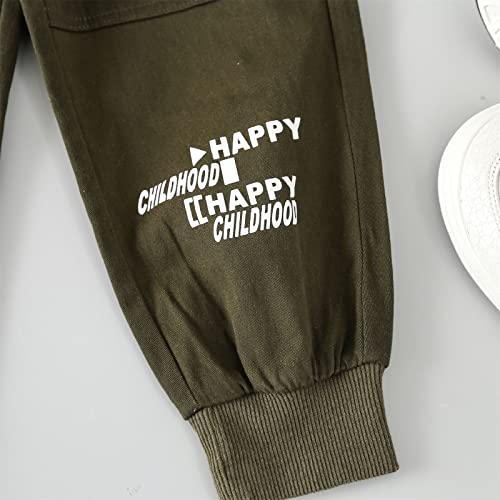 Kids Toddler Boys Cargo Pants Letter Print Elastic Waist Sports Pants Hip Hop Pants with Pockets4